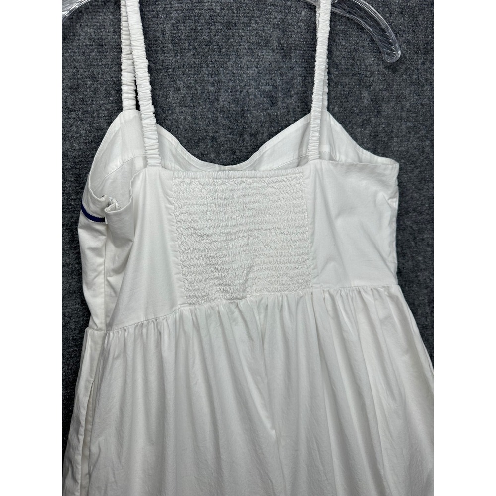 J.Crew Womens Navy Trim Tiered Midi Dress 14 Coastal Preppy White Sun Dress - Picture 13 of 15